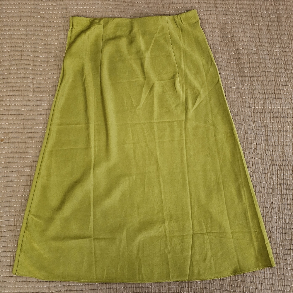 J. Crew Gwyneth Slip Skirt A-line Midi Y2k Lime Green - Picture 3 of 8